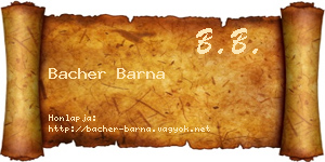 Bacher Barna névjegykártya